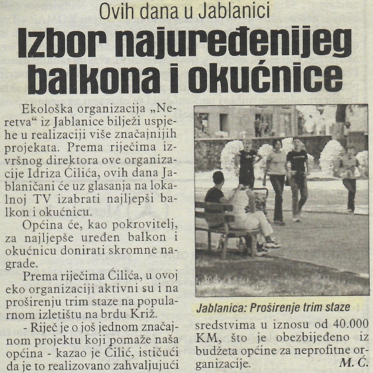 Ovih dana u Jablanici Izbor najuređenijeg balkona i okućnice